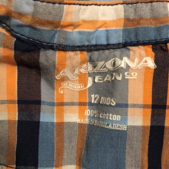 Arizona jeans snap button plaid shirt size 12m - Picture 2 of 4